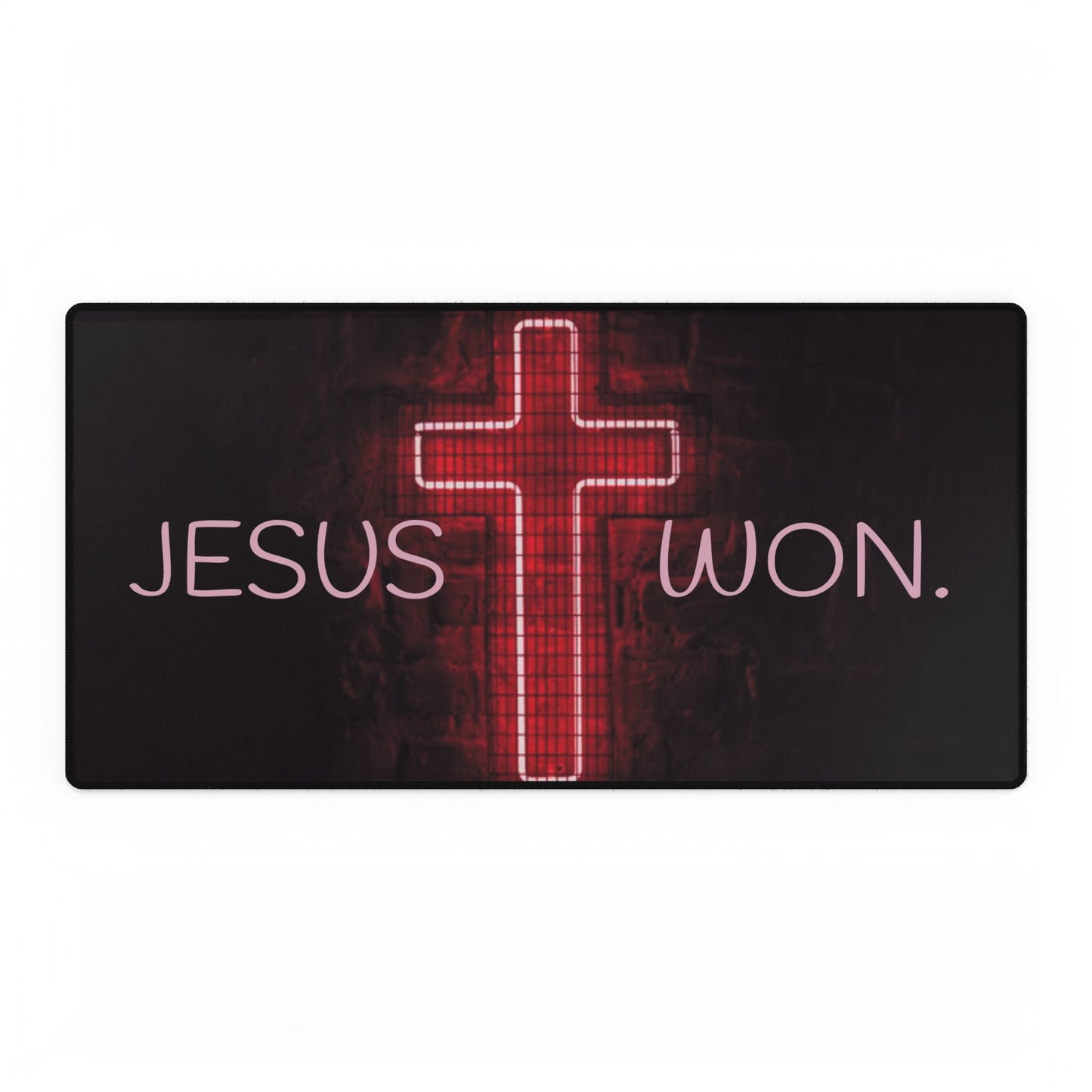 Inspirational Jesus Won Desk Mat - Faith-Based Office Decor