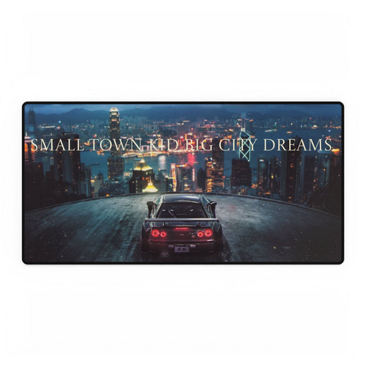 Cityscape Racing Car Desk Mat - Stylish Workspace Accessory for Car Lovers